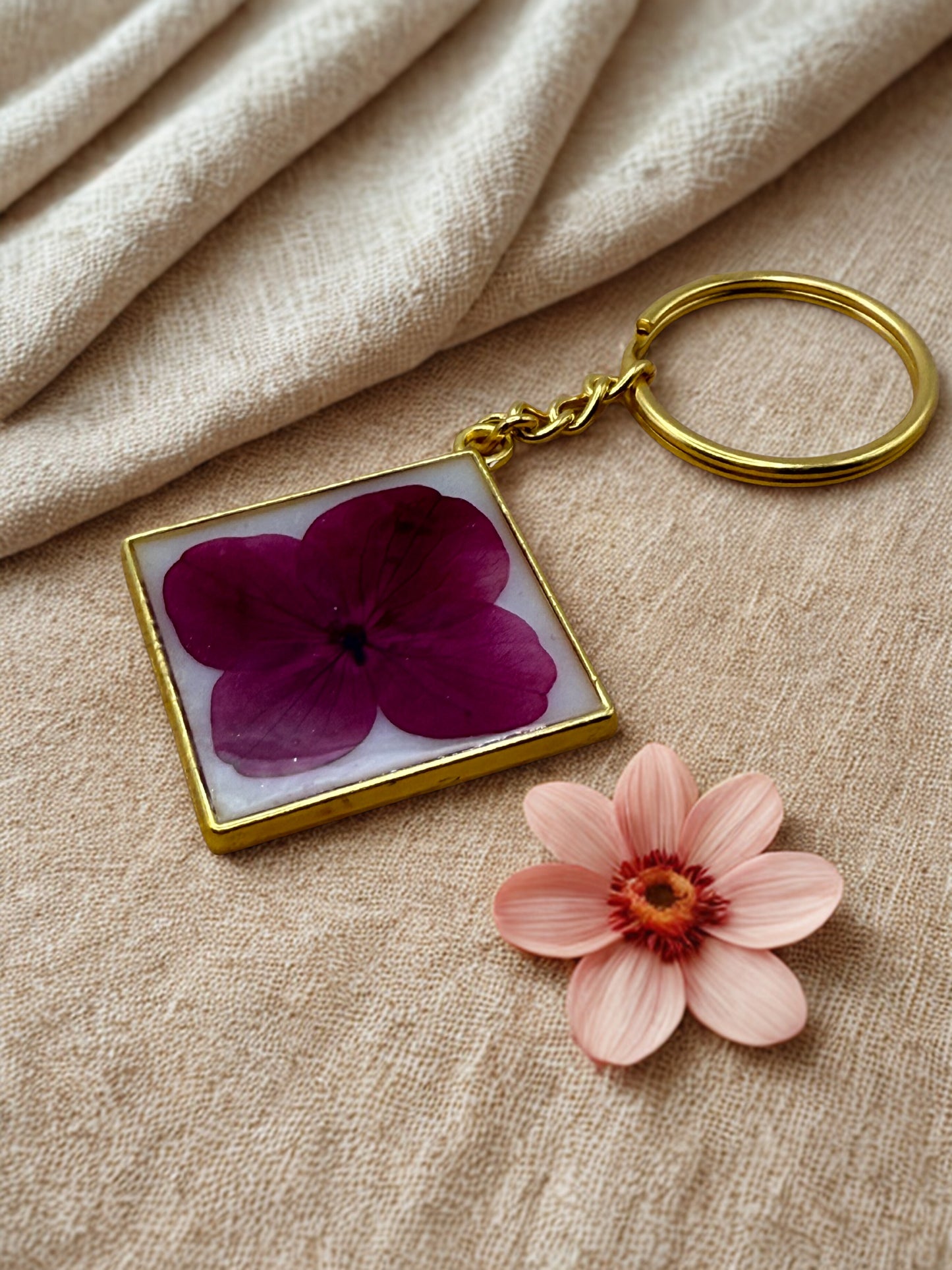 Pink Flower Keychain